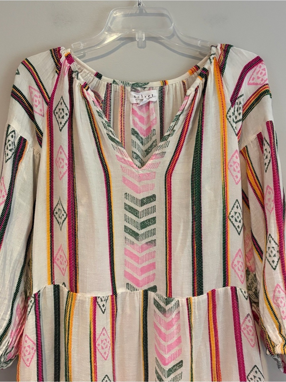 Velvet by Graham & Spencer Cream Boho Tiered Dress Size M - Picture 2 of 7